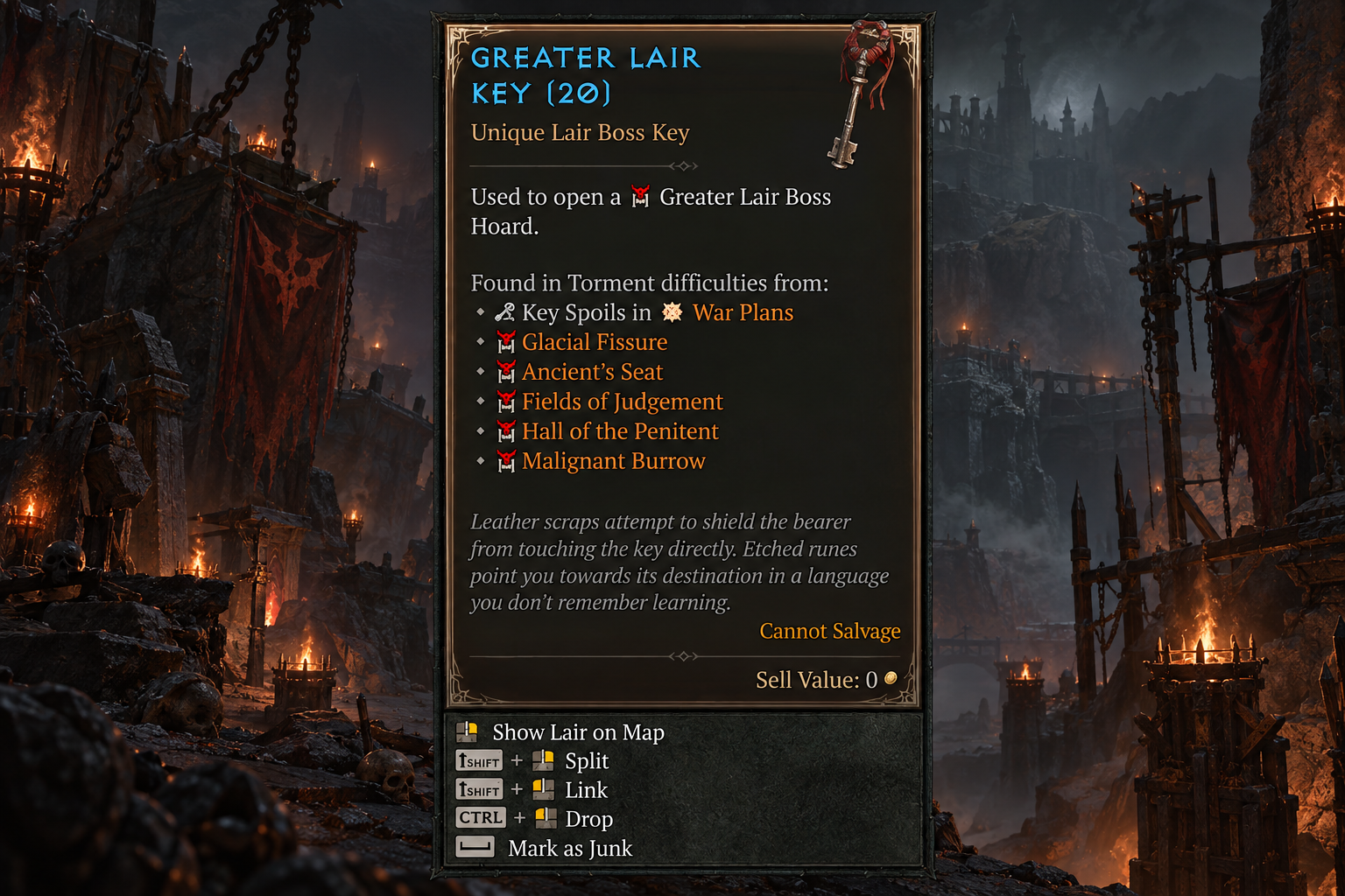 Diablo 4 Season 15 Hell's Legacy - 10 Superior Lair Key 1