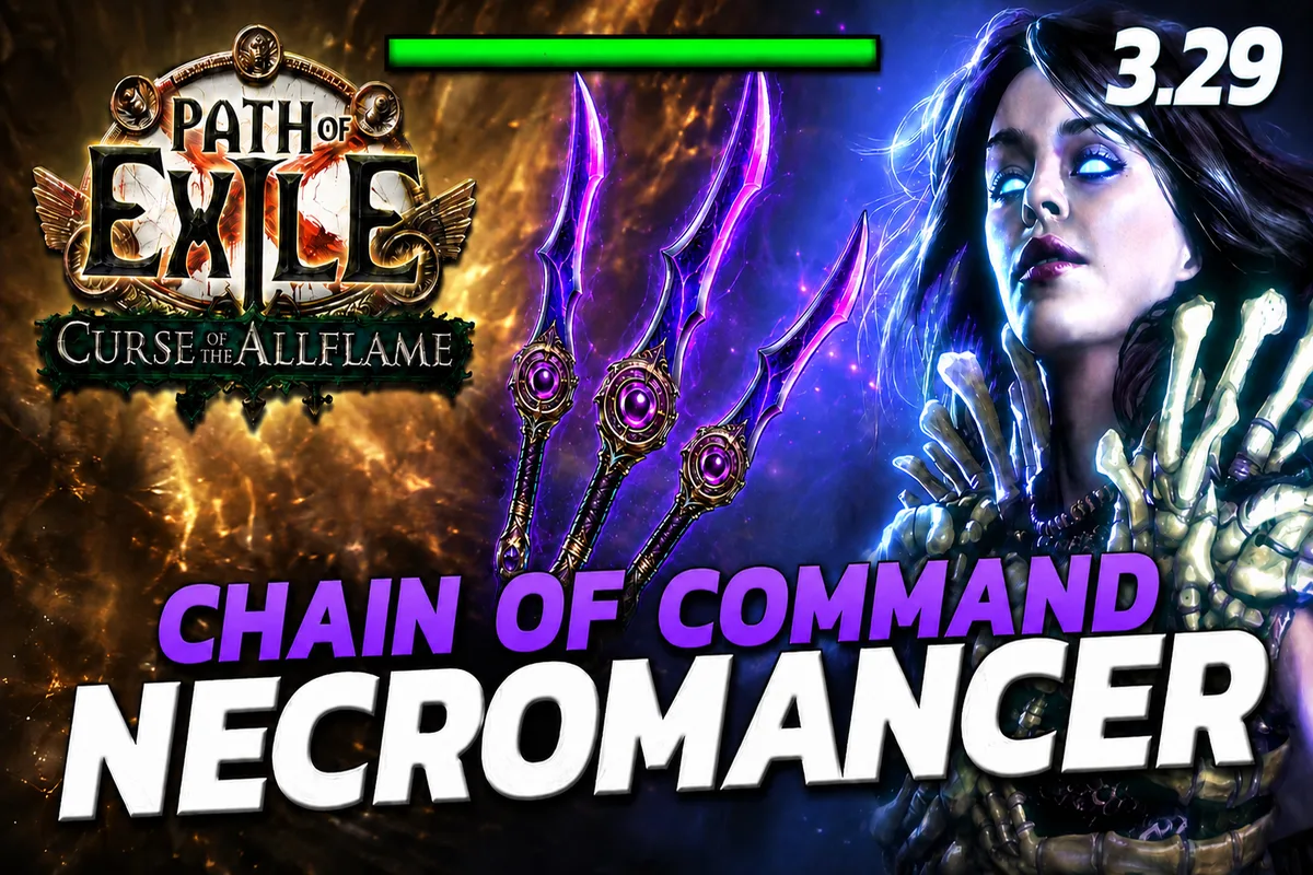 Chains of the Command Necromancer Build - Curse of the Allflame Softcore POE 3.29